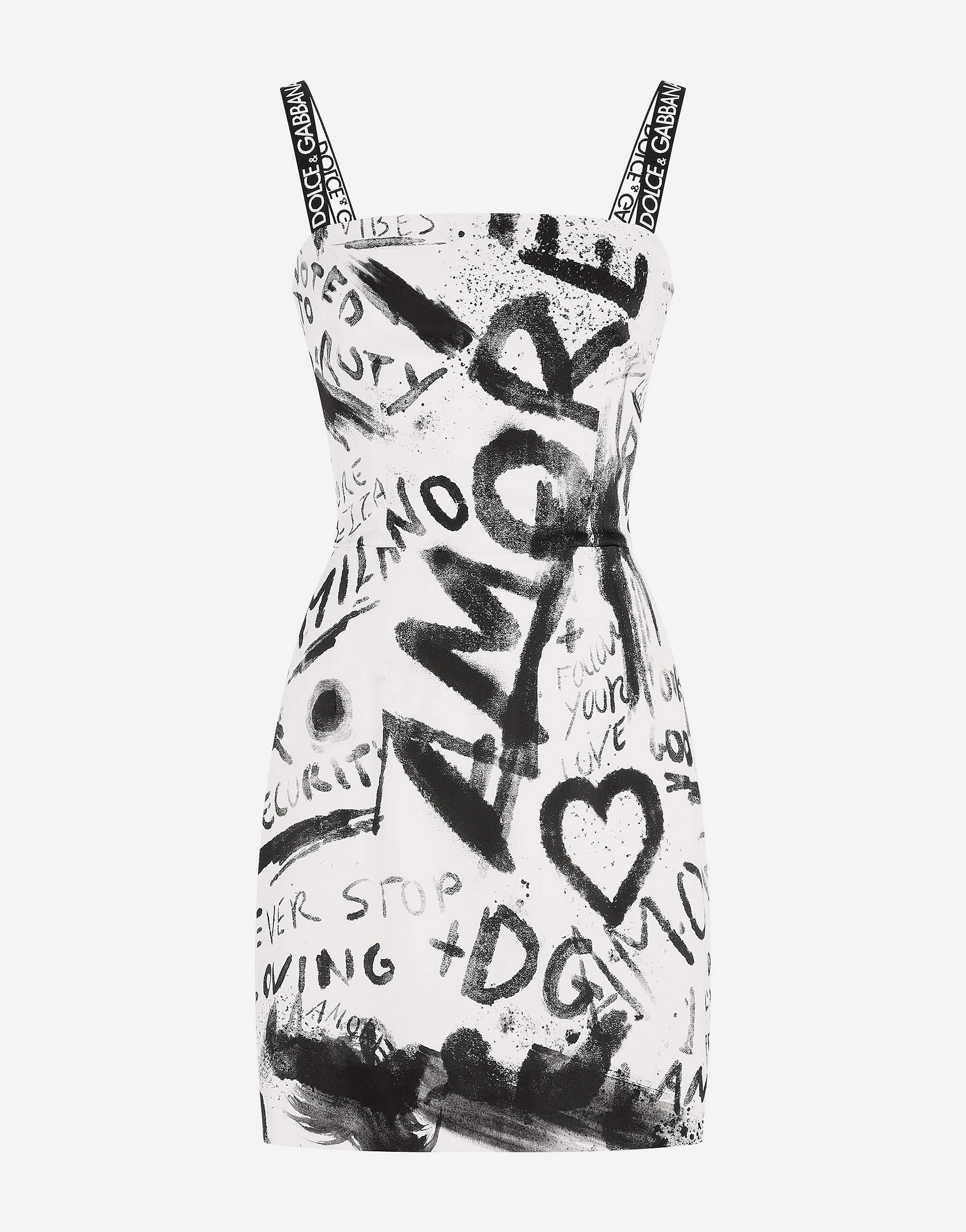 Short charmeuse dress with DG graffiti ...